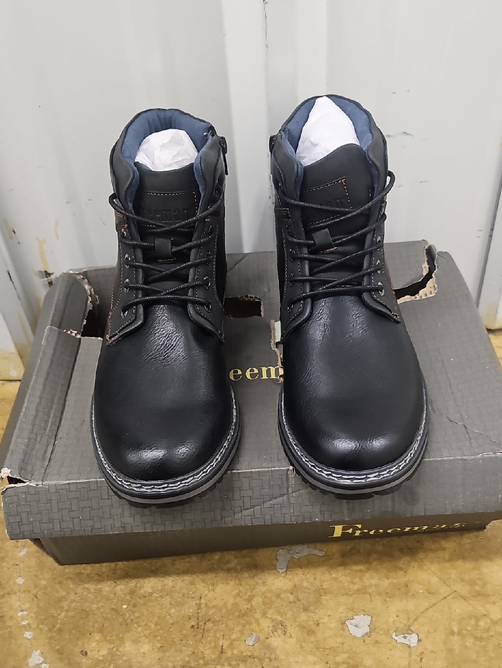 Hickey Freeman Black Leather Lace-Up Men's Boots